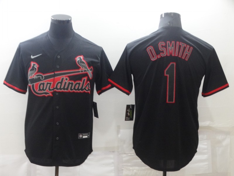 Men's St. Louis Cardinals Ozzie Smith #1 Black Baseball Jersey